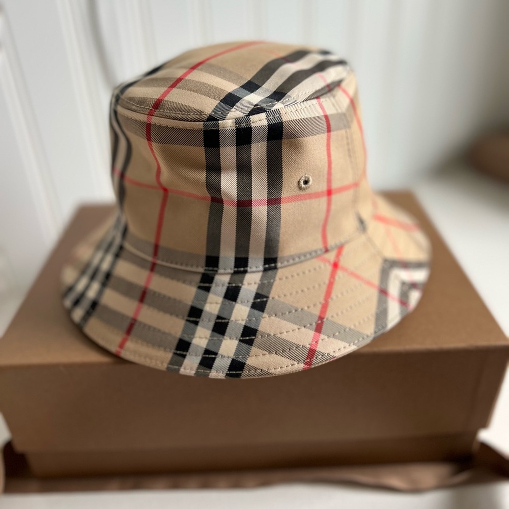 Burberry Beige and Black Plaid Hat